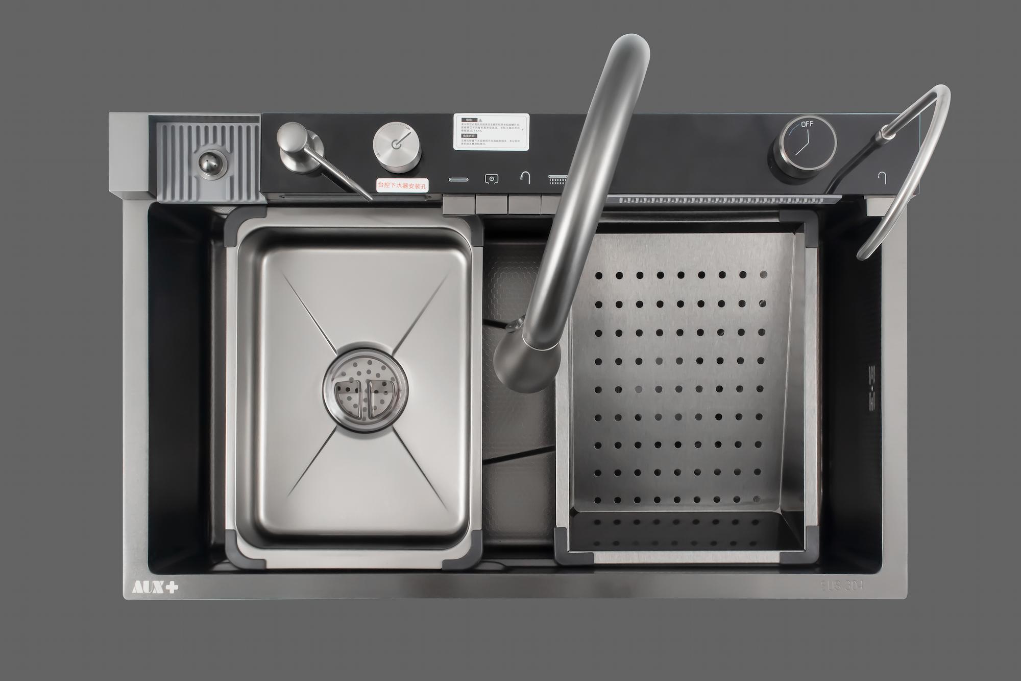 سینک توکار 46*75 Gun.Gray پیانویی آبشاری Aux Plus